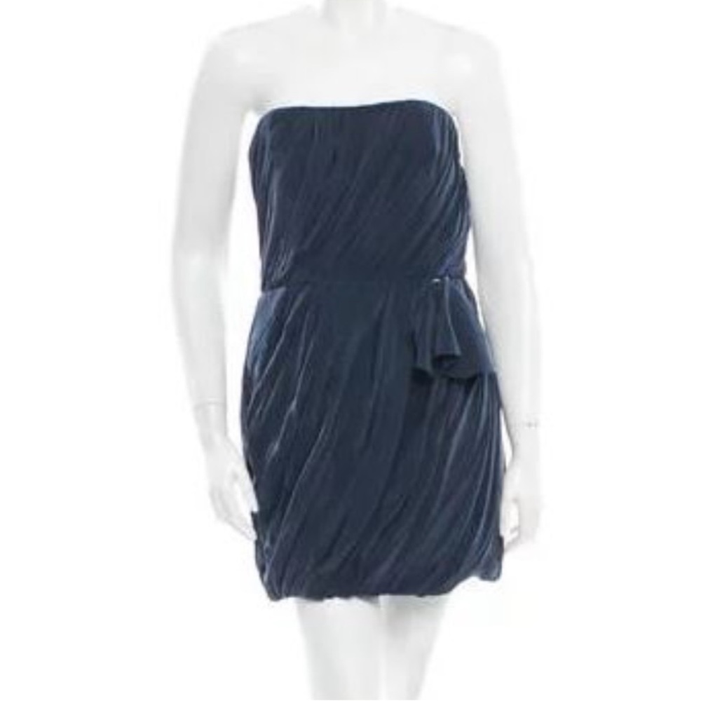 Navy Adam Lippes Strapless Cocktail Mini Dress